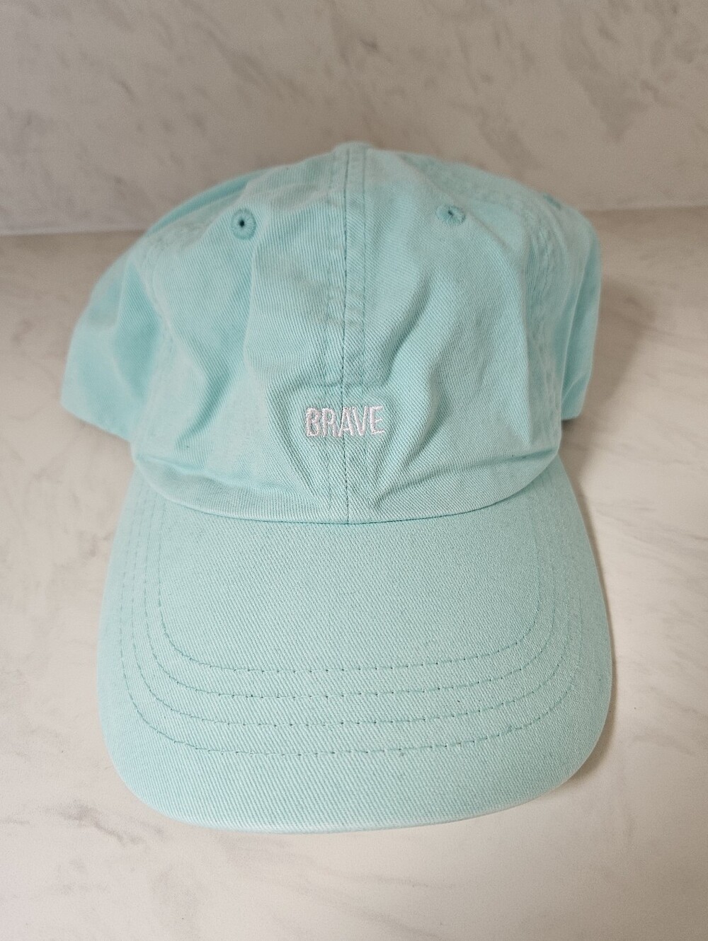 'BRAVE' Embroidered Light Aqua Baseball Cap